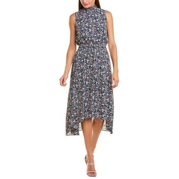 Nanette Lepore High Low Sleeveless Floral Dress in Blue Size 10 NWT - Picture 1 of 6